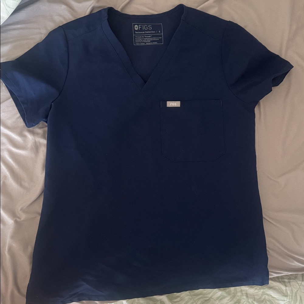 Figs Deep Blue V-Neck Scrub Top